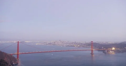 Sunset view time lapse of The Golden Gate Bridge as seen from Hawk Hill in San Stock Footage 72998776