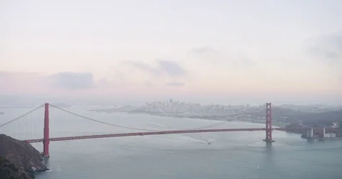 Sunset view time lapse of The Golden Gate Bridge as seen from Hawk Hill in San Stock Footage 73001303