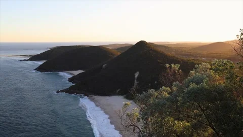 Sunset view from Tomaree Mountain - Port Stephens Stock-Footage 232487280