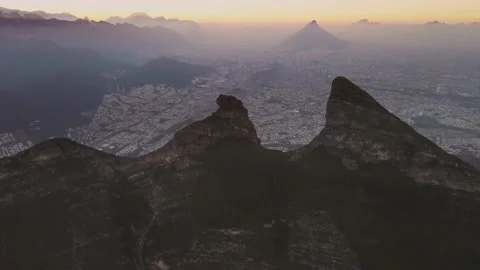 Sunset view from the top of the mountain Stock Footage