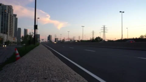 Sunset view of Toronto Highway Stock Footage 133849778