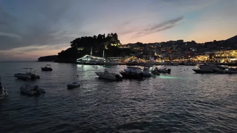 Sunset view of Town of Parga, Epirus, Greece Stock Footage 329286392
