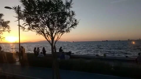Sunset view from train, travel in Turkey Stock Footage 247424175