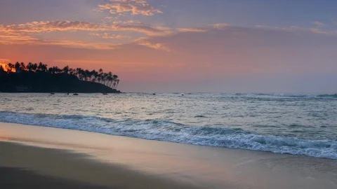 Sunset view of tropical beach in Sri Lanka. UHD, 4K Stock Footage 72246325