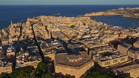 Sunset view of Valletta, Malta Stock Footage 293169855