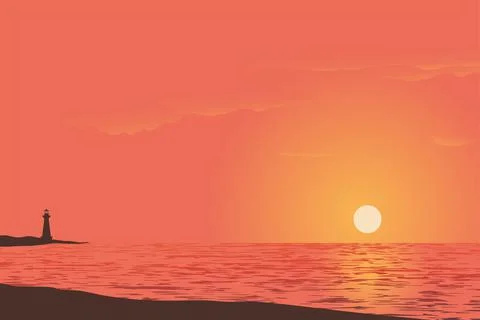 Sunset view vector illustration Stock Illustration