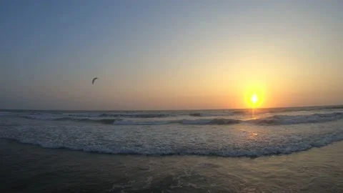 Sunset view walking on the beach Stock Footage 137087430