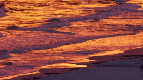 Sunset view of waves crashing on Gulf of Mexico (America) Florida beach Stock Footage 309069816