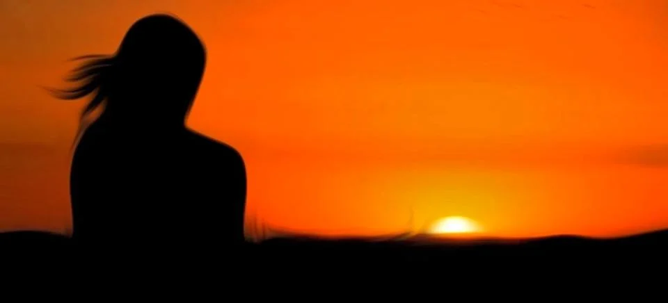 Sunset view on the western horizon Stock Illustration