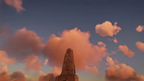 Sunset view of the Wright Brothers Aviation Memorial in Kill Devil Hills Stock Footage 205102863