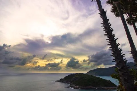 Sunset at viewpoint in Phuket Thailand Stock Photos