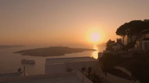 Sunset viewpoint in the town of Fira Stock Footage 169210165