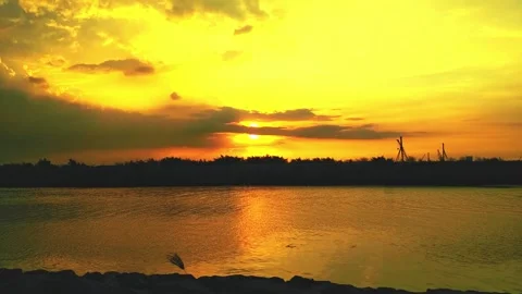 Sunset views and its reflection on the water Stock Footage 151547689