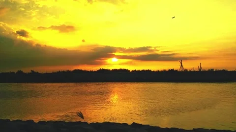 Sunset views and a jet in the sky Stock Footage 151547701