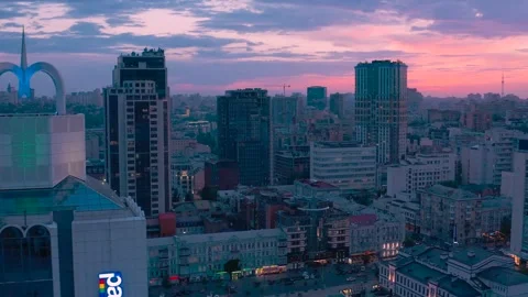 Sunset views of a big city Stock Footage 255140356