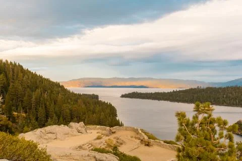 Sunset Views from Emerald Bay State Park Lookout in Lake Tahoe Stock Photos