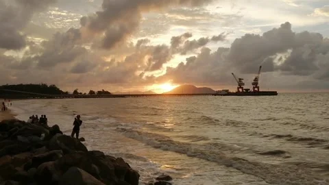 Sunset views in the ocean Stock Footage 268130848