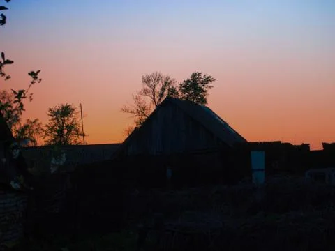 Sunset in the village Stock Photos