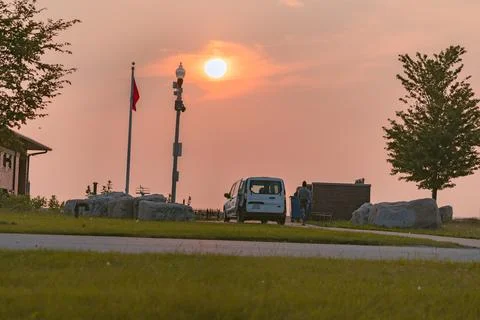 Sunset in the village Stock Photos