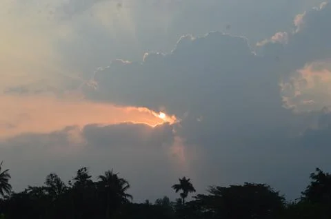 Sunset in the village Stock Photos