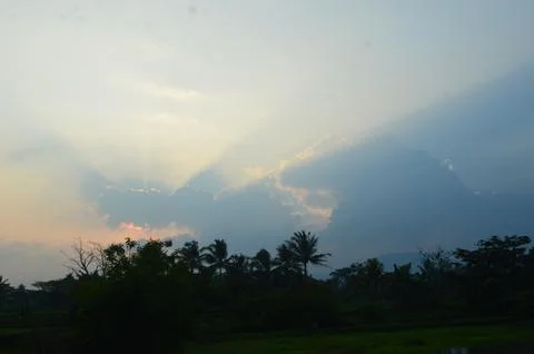 Sunset in the village Stock Photos