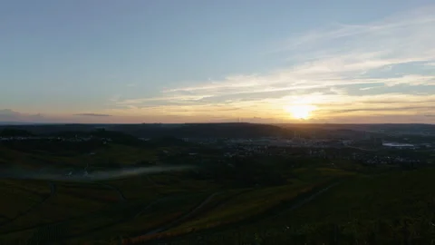 Sunset in the vineyards of Stuttgart in autumn Stock Footage 221581872