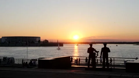 Sunset on the Volga Stock Footage 200038349