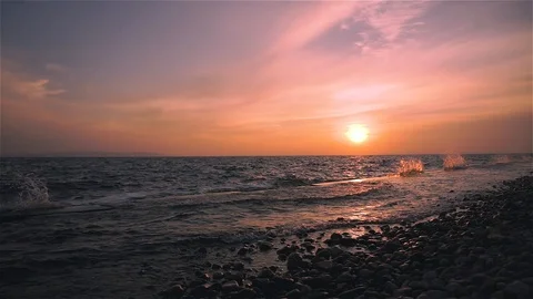 Sunset on the Volga River Stock Footage 102226342