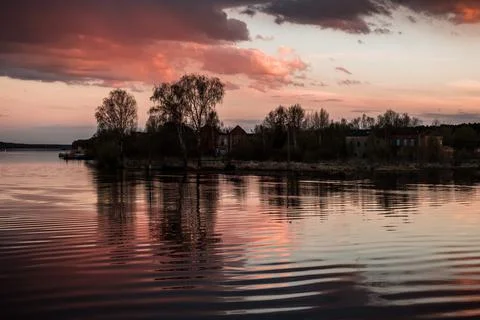 Sunset on the Volga River in Myshkin Stock Photos