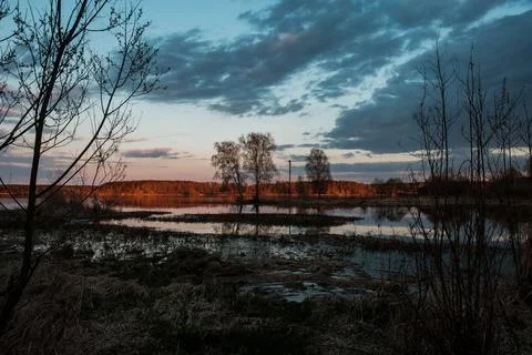 Sunset on the Volga River in Myshkin Stock Photos