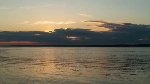 Sunset on the Volga river, time-lapse Stock Footage 131531019