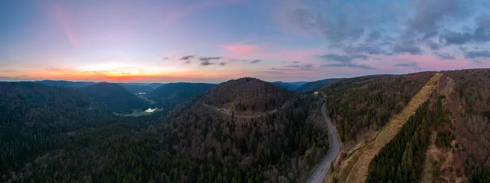 Sunset in the vosges, France Stock Photos