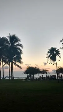 Sunset in Waikiki Beach Stock Photos