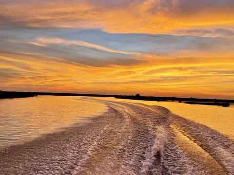 Sunset Wake Foto stock