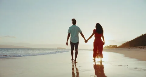 Sunset Walk on the Beach Stock Footage 196194915