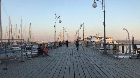 Sunset Walk at Larnaca Marina Stock Footage 89666528