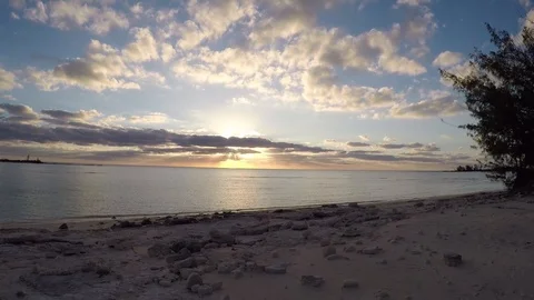 Sunset walk on Plum Creek beach in The Bahamas Stock Footage