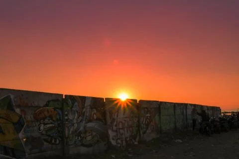 Sunset on the wall Stock Photos