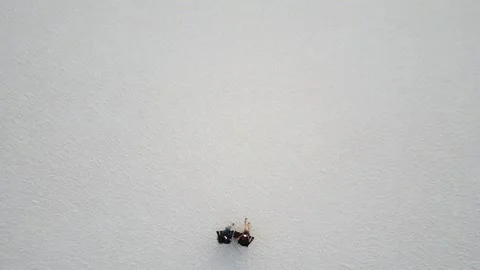 Sunset Watcher Couple at Endless Salt Lake Video stock 137292949