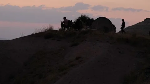 Sunset watching in rose valley sunset (kizil vadi) Stock Footage 158849658
