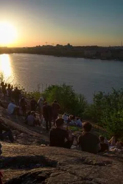 Sunset Watching on Söder in Stockholm Stock Photos