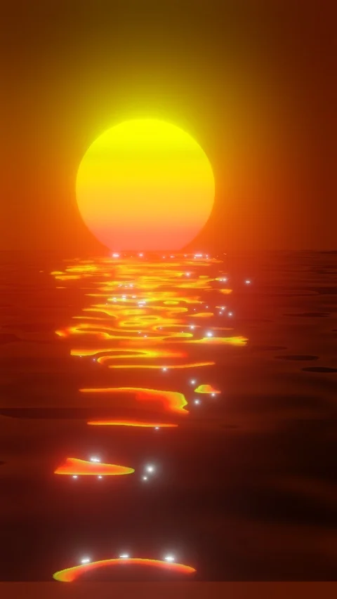 Sunset On The Water HD Vertical Stock Footage 124669655