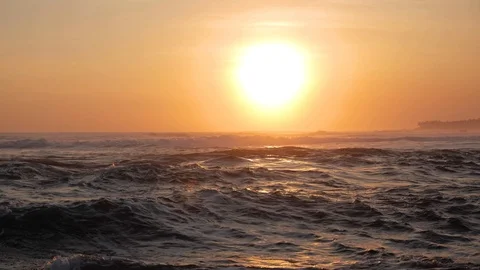 Sunset Water Moving Ocean Slowmotion 4k Stock Footage 102617025