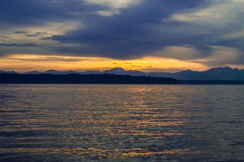 Sunset on the water Stockfoto's