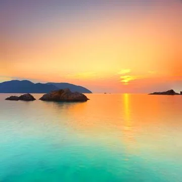 Sunset in the water 写真素材