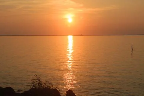 Sunset In Water 스톡 사진