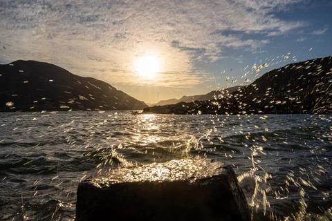 Sunset Water Splash Stock Photos