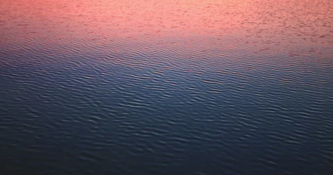 Sunset water surface reflection with pink and deep blue ripples Stock Footage 338427495