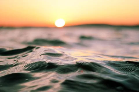 Sunset Water Wave Close Up Stock Photos