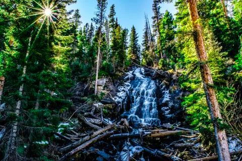 Sunset on the Waterfall Stock Photos